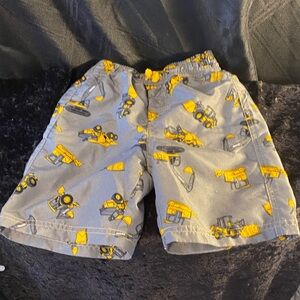 John Deere Kids Gray and Yellow Construction Swim Trunks